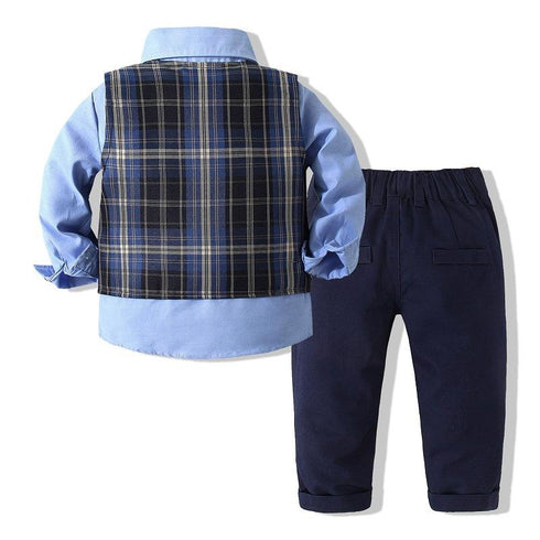 Boys Gentleman Dress Spring And Autumn Long Sleeve Shirt Waistcoat Set